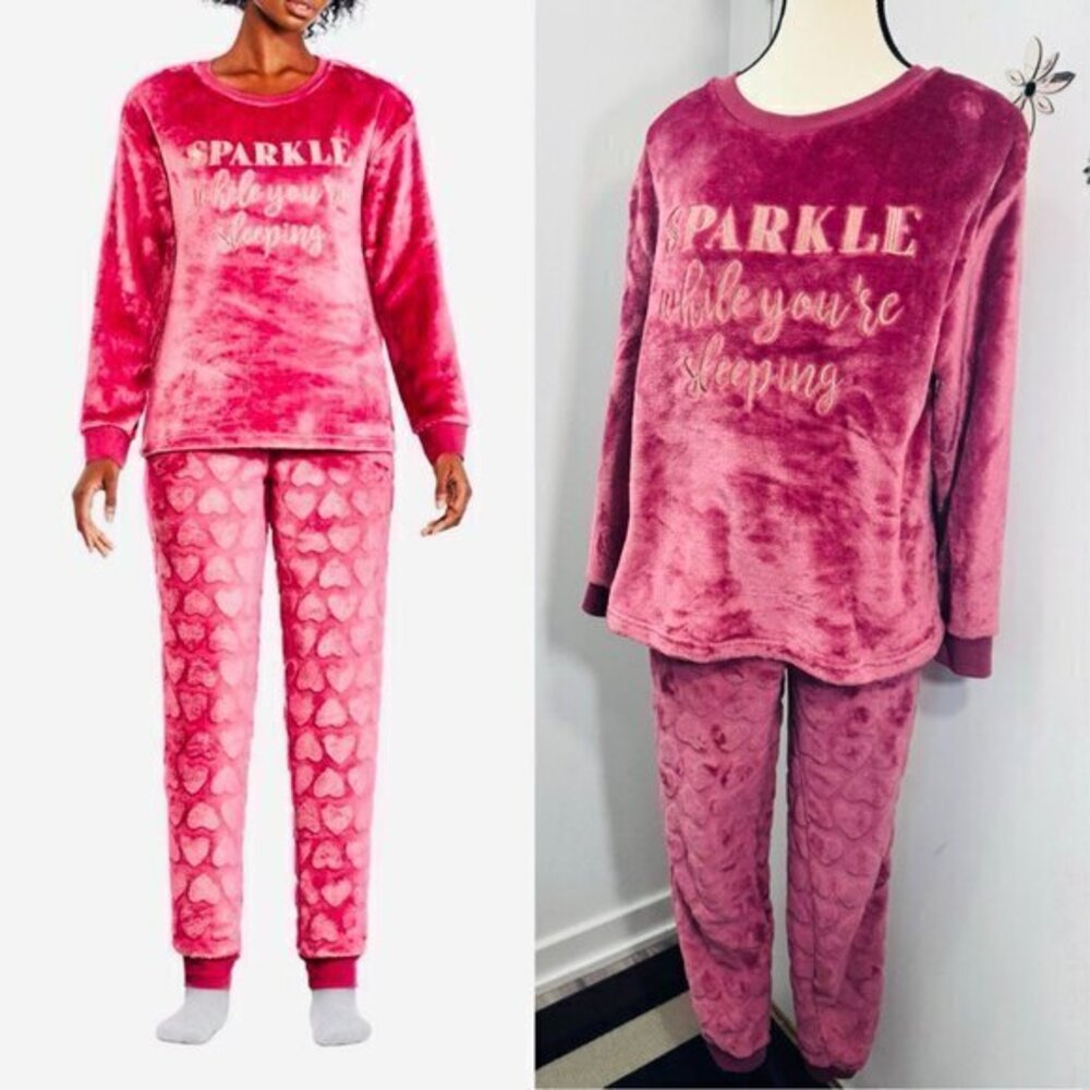 George Woman's Plush Knit Crew Neck Long Sleeves Dropped Shoulders Tapered LegXS